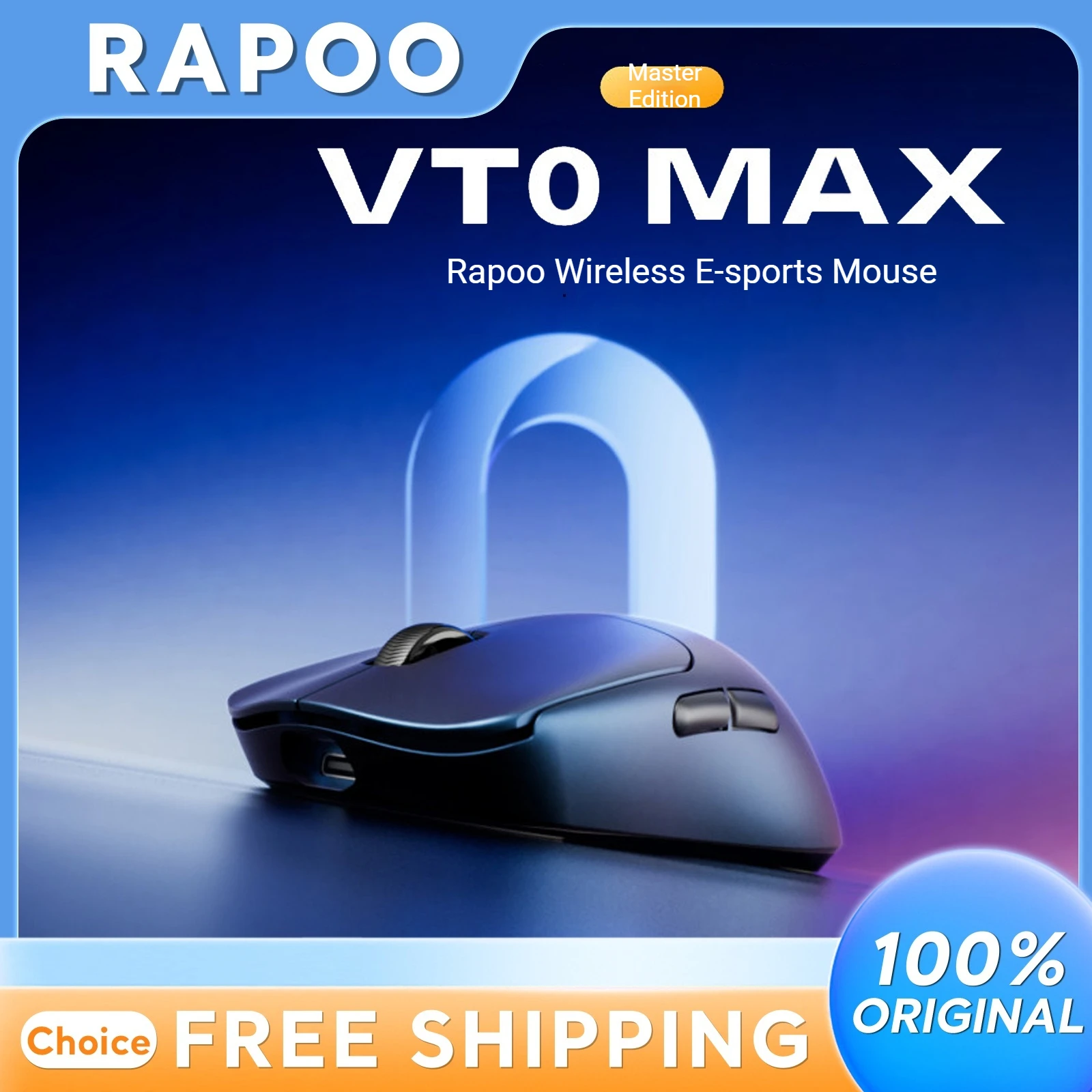 

Беспроводная мышь RAPOO VT0 MAX Master с поддержкой 8K, легкая, с длительным временем автономной работы, низкой задержкой, для киберспорта, сенсор PAW3950, Nordic54H20