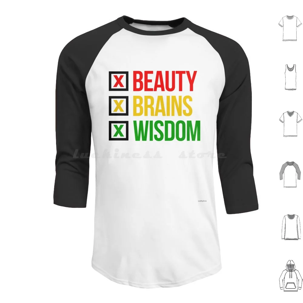 Bbw Beauty Brains Wisdom Slay Snack African American Shirt Hoodies Long Sleeve Melanin Africa African American Brown