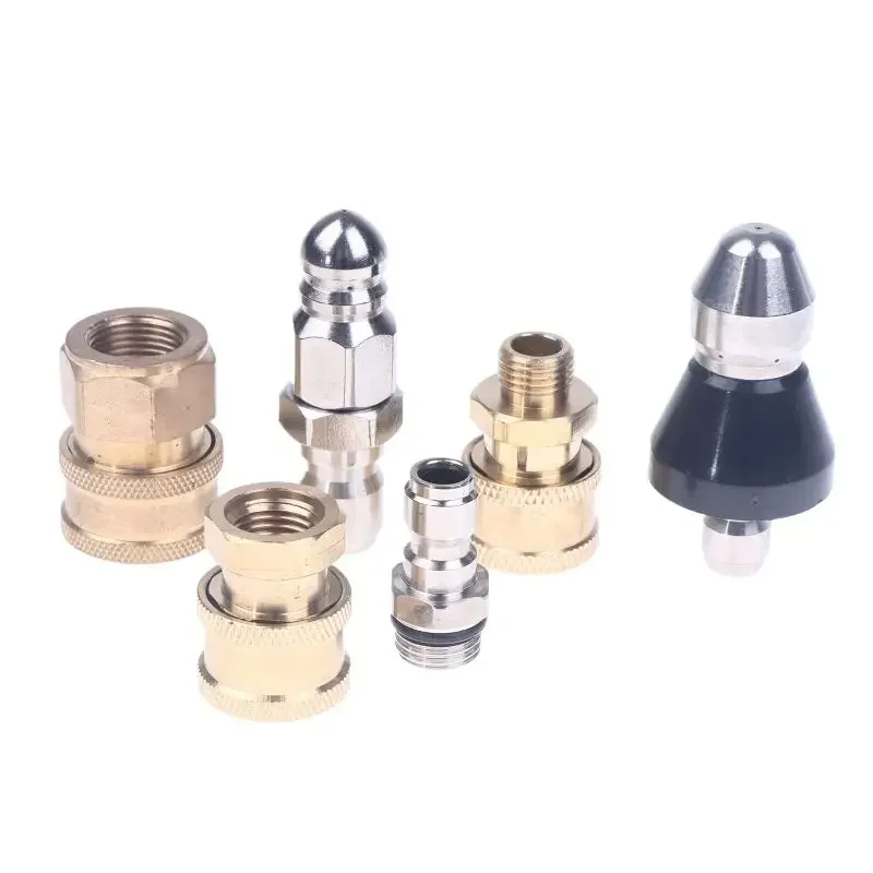 1PC Mini Sewer Jetter Nozzle With 1/4'' Quick Connect Drain Cleaning Nozzle Tips Kit For Drain Jetting Hose High Quality