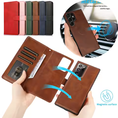 Detachable Leather Wallet Card Slot Magnetic Case For Samsung Galaxy S23 S24 S25 Ultra S22 S21 FE Note 20 A16 A52 A12 A55 Cover