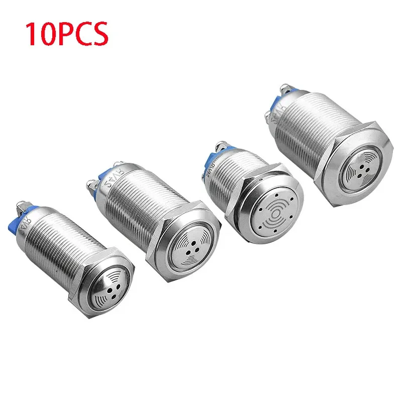 

10PCS 16mm/19m/22mm LED Metal Pulse with Red LED Intermittent Flashing Continuous Sounding Light Connected to Metal Siren