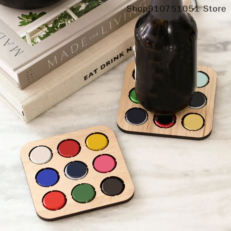 Beer Cap Collector Coaster Unique Beer Bottle Cap Display Rustic Beer Cap Coaster Display Set For Men Cave Decor Dad Gifts