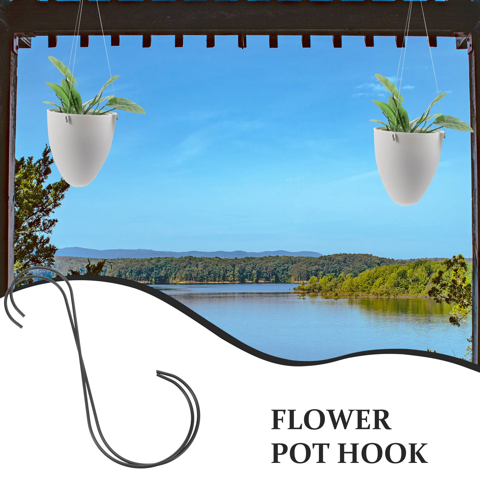 2 Pcs Hook up Bird Feeder Flower Pot Hanging Basket Supports Iron Rustic Lantern Hooks Wall