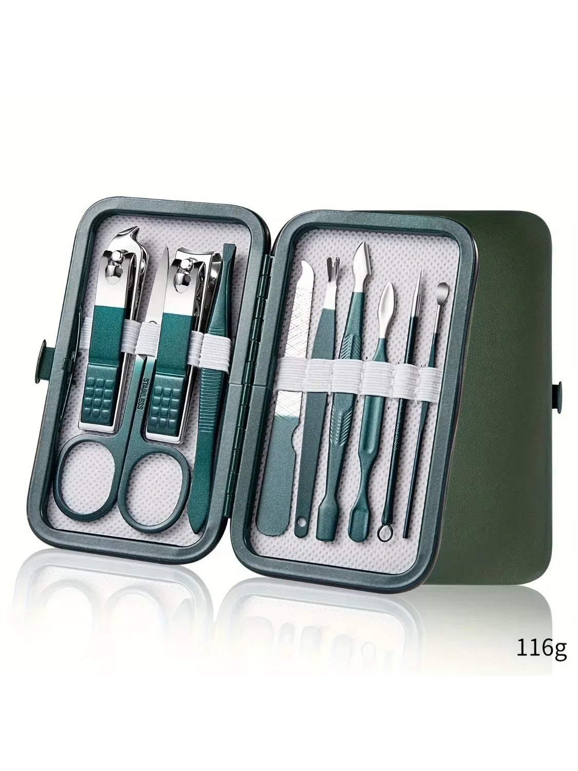 Nail clipper full range stainless steel upgraded dark green 10 piece set