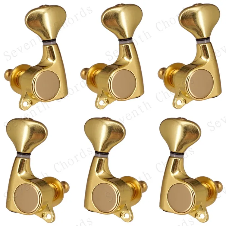 A Set 6 Pcs Small Fish-Tail Button Sealed-gear String Tuning Pegs Tuners Machine Heads For Acoustic Electric Guitar