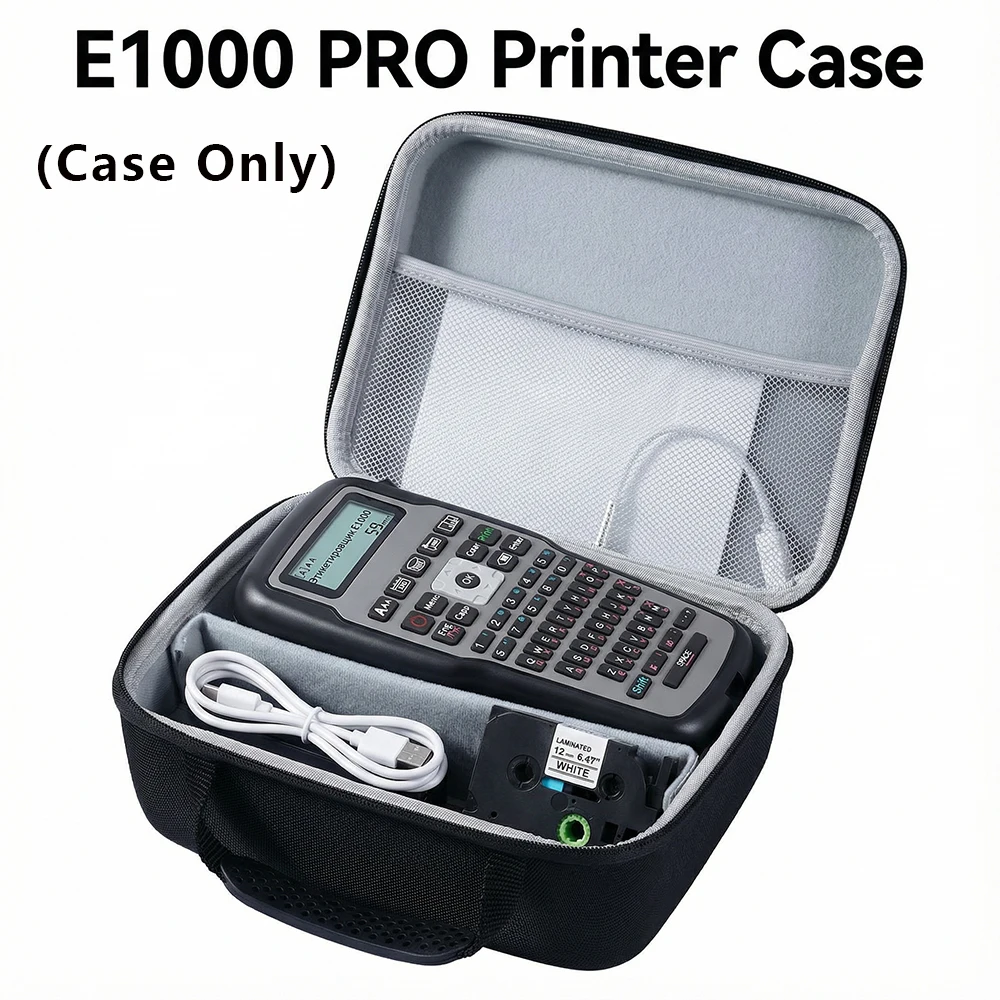 Estojo de transporte protetor para teclado E1000 Pro Impressora portátil EVA Hard Case Bolsa de armazenamento à prova d'água (preto, apenas estojo)