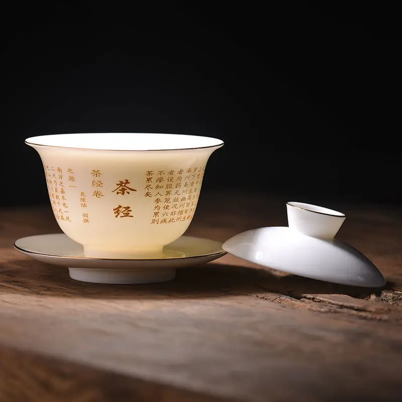 Gaiwan Coffeeware Teaware Infuser Tibetan Tureen Teacup Tea Set Ceremony Accessories White Chinese Porcelain Drinkware Ceramic