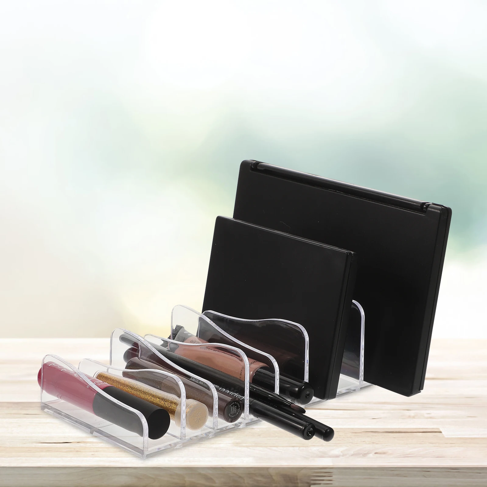 

2Pcs Makeup Organizer Eyeshadow Holder 8-Section Divided Clear Storage Box Desktop Counter Organizer
