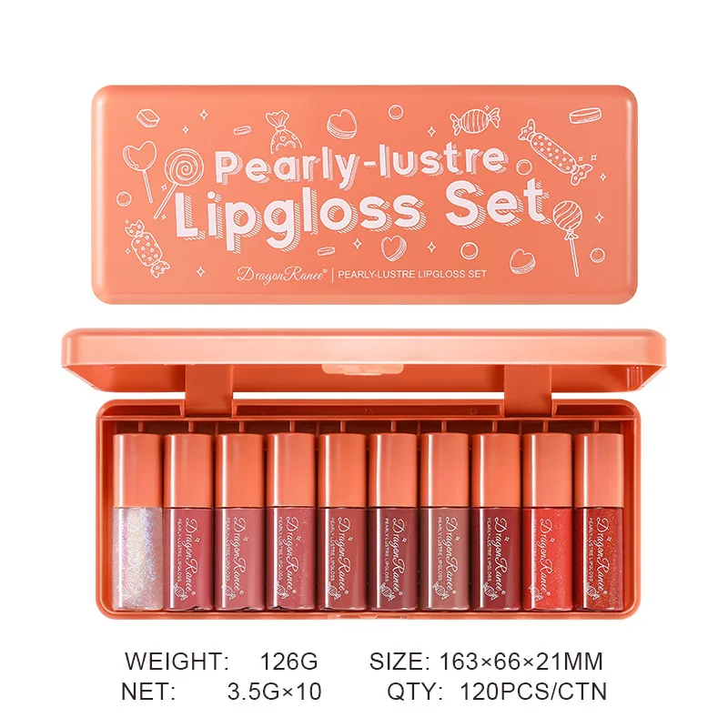 Shimmering Liquid Lipstick 10 Piece Set Waterproof Long Wear Lip Gloss Glossy Moisturizing Non Fade Mini Lip Glaze Cosmetics