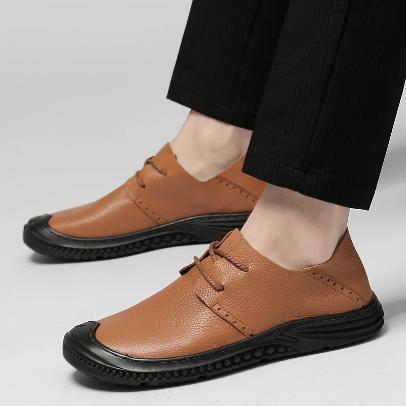 

Brand Outdoor High Quality Genuine Leather Casual Shoes Men's Lace Up Comfort Jogging Oxford Shoes Business Office Casual Shoes