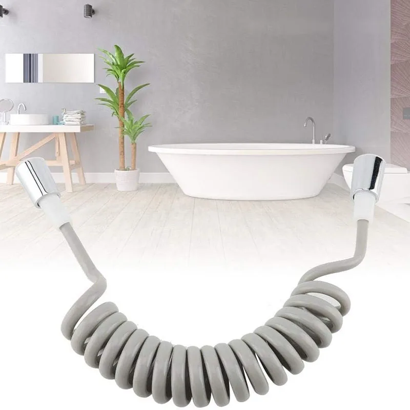 1.5m/2m Spring Retractable Shower Nozzle Hose, Elastic Water Pipe Suitable for Showerhead Nozzle, Toilet Spray Gun