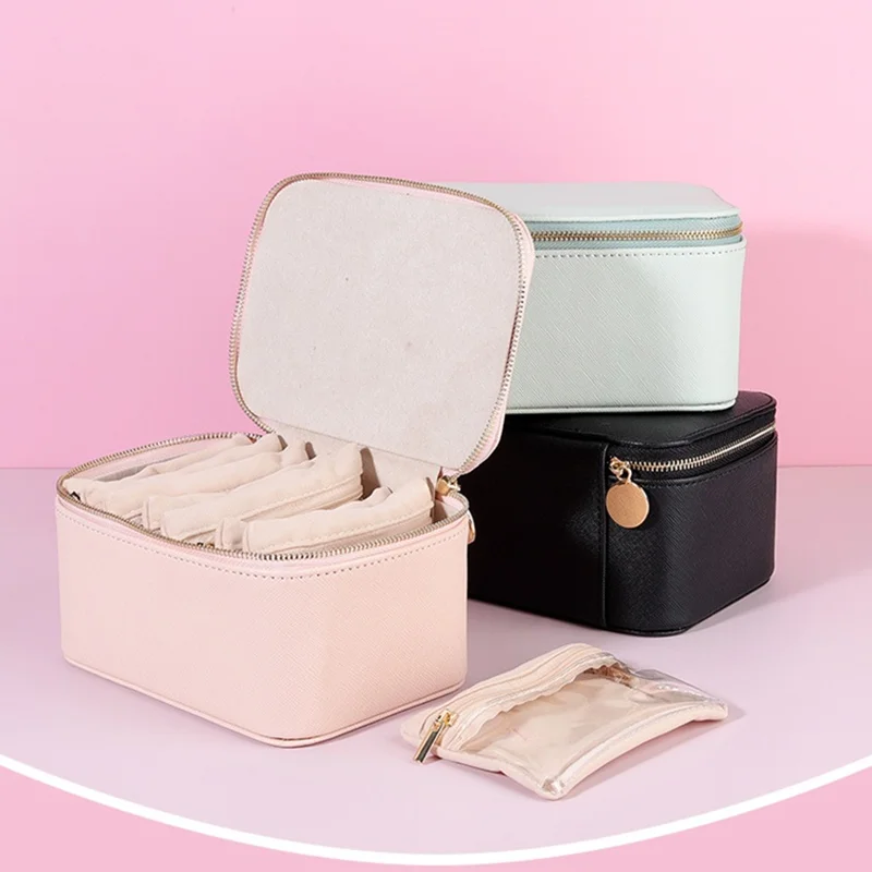 

Pastel Color Travel Jewelry Box, Minimalist Leather Bracelet Organizer, Aesthetic Jewelry Storage Case
