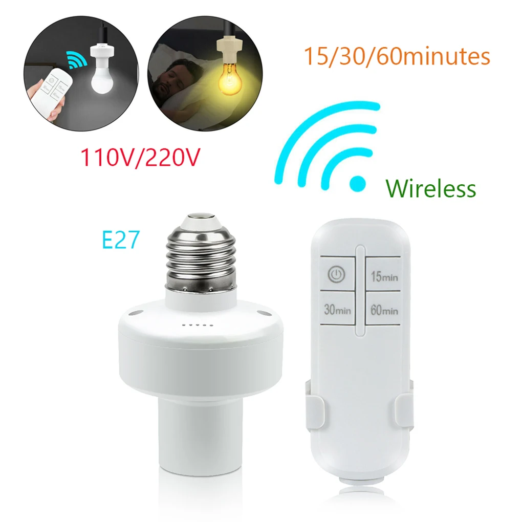 

E26 E27 Lamp Holder Wireless Light Base Socket with Timer Removable