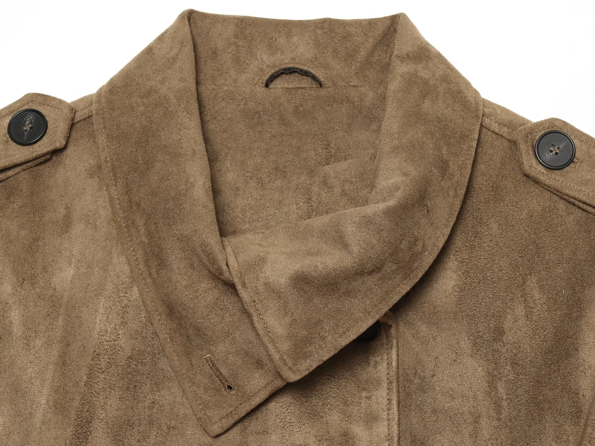 KONDALA Chic 2026 Wildleder Khaki Damenweste Streetwear mit Gürtel und Taschen Vintage Gerade Weste Einreihig Damenmode Oberbekleidung – Detail 4