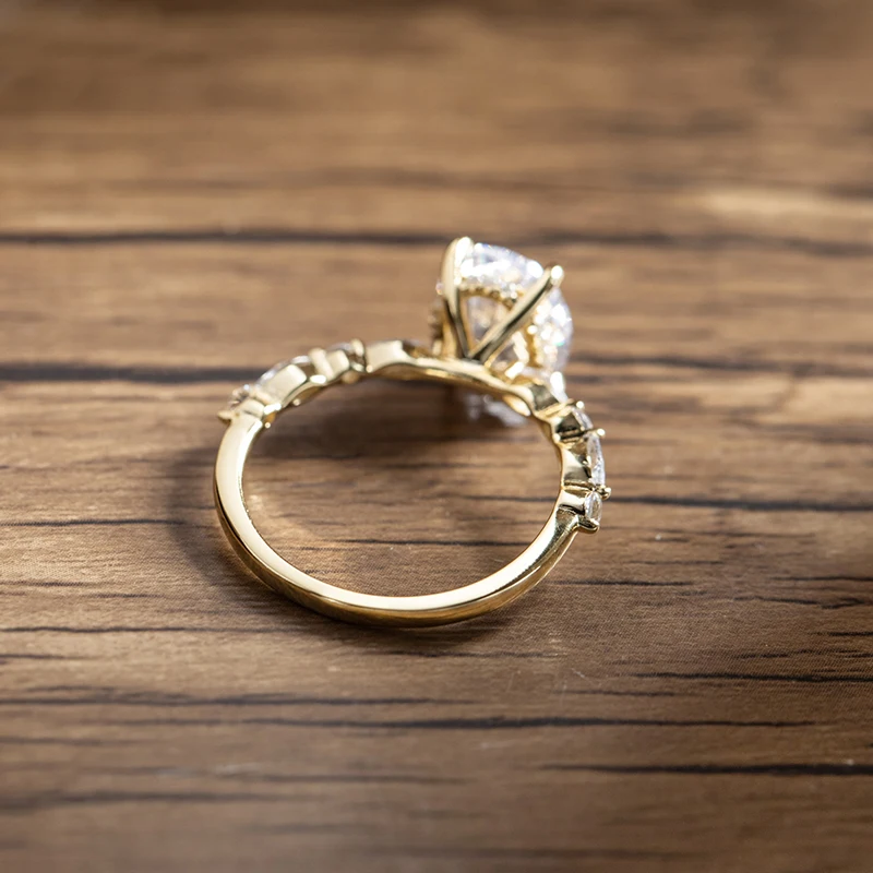 Elegant Oval Shaped 1ct 2ct 3ct Moissanite Ring 925 Sterling Silver for Woman Gold Plated Half Eternity Rings with Certificate