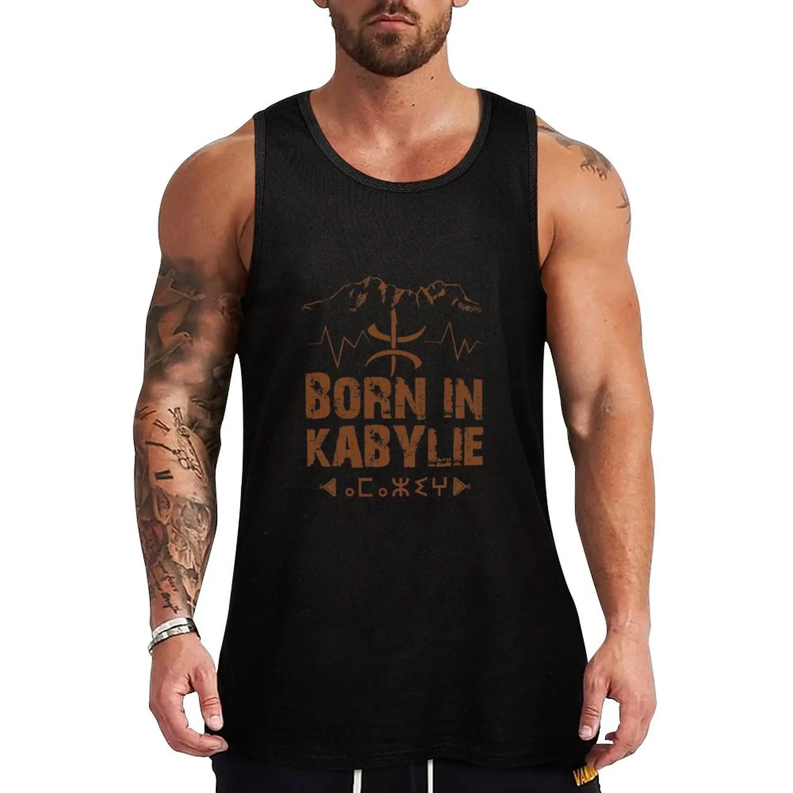 Amazigh, Born in kabylie Tank Top sleeveless jackets sleeveless Men's tops anime clothes