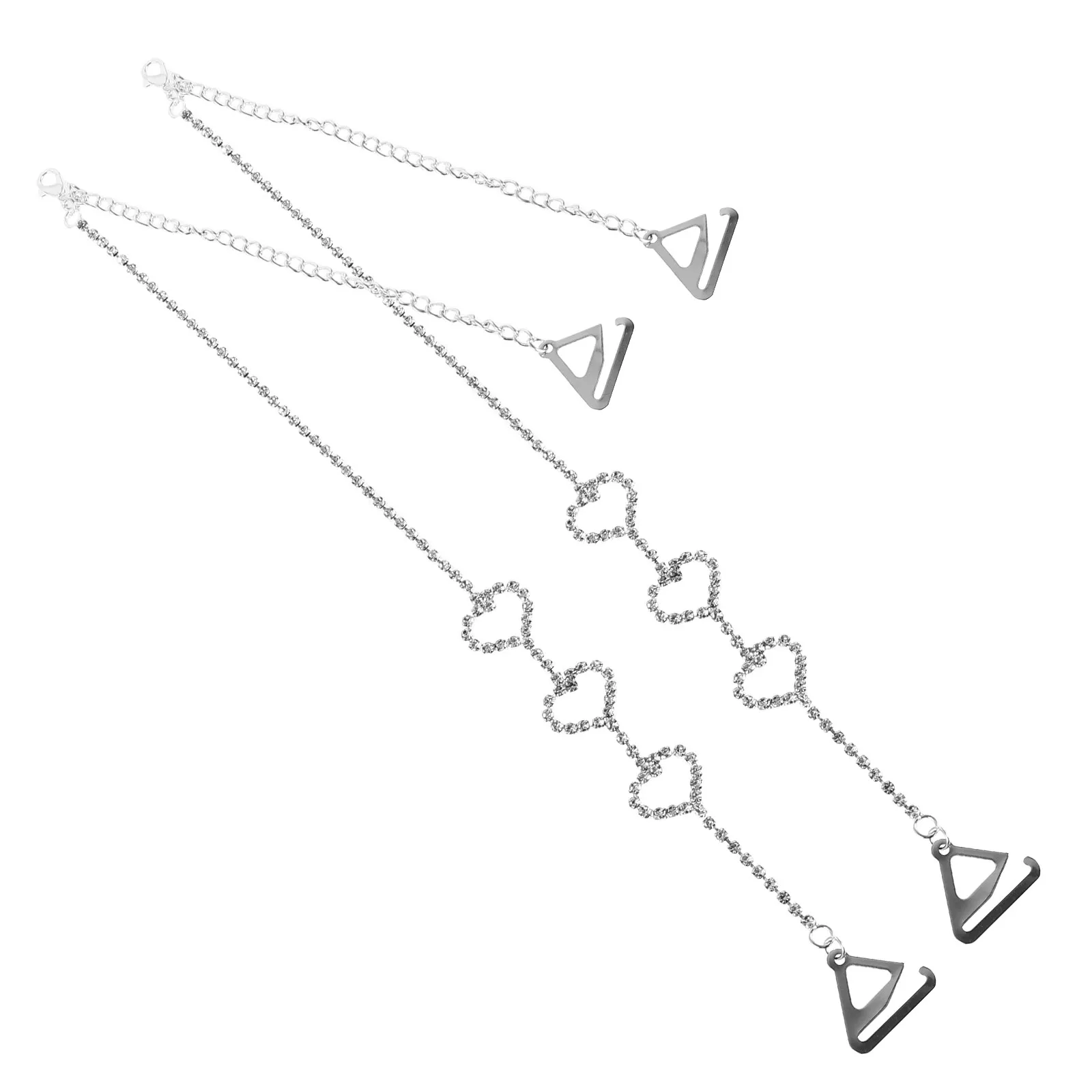 1Pair Adjustable Anti-Slip Bra Strap Rhinestone Heart Design Decorative Bra Straps Shoulder Support Backless Dress Fashionable view 3
