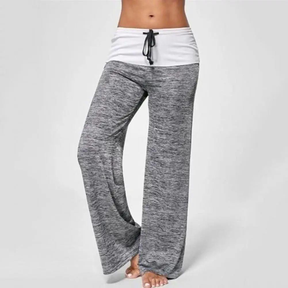 

Women Yoga Pants Contrast Color Drawstring Casual Lady Sweatpants Low Waist Wide Leg Loose Casual Lounge Pants Long Trousers