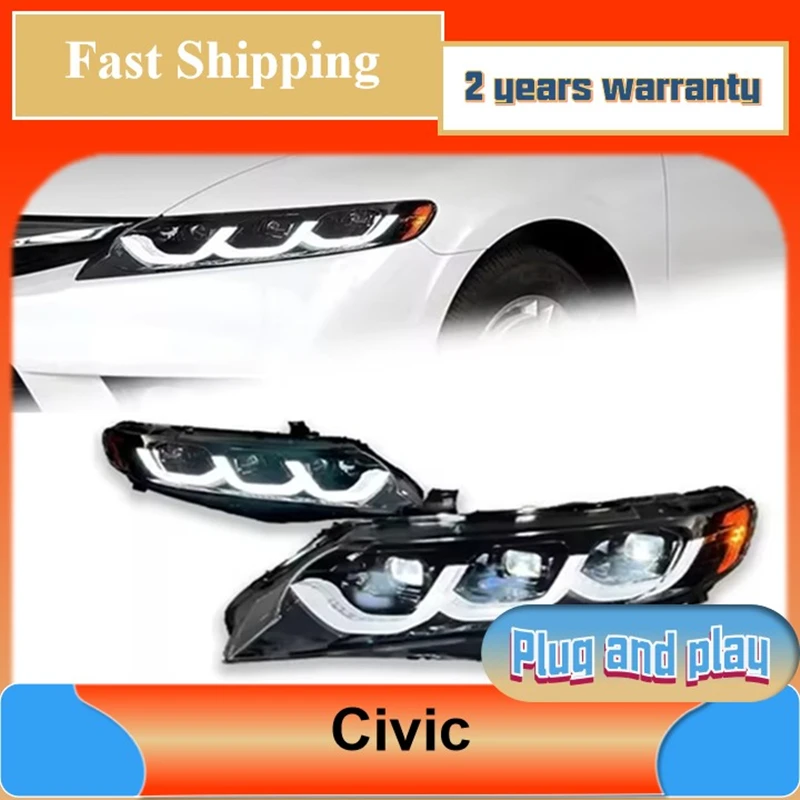 

Car Styling for Honda Civic Head Light 2006-2011 Civic 8th Headlight DRL Turn Signal Low High Beam Projector Lens