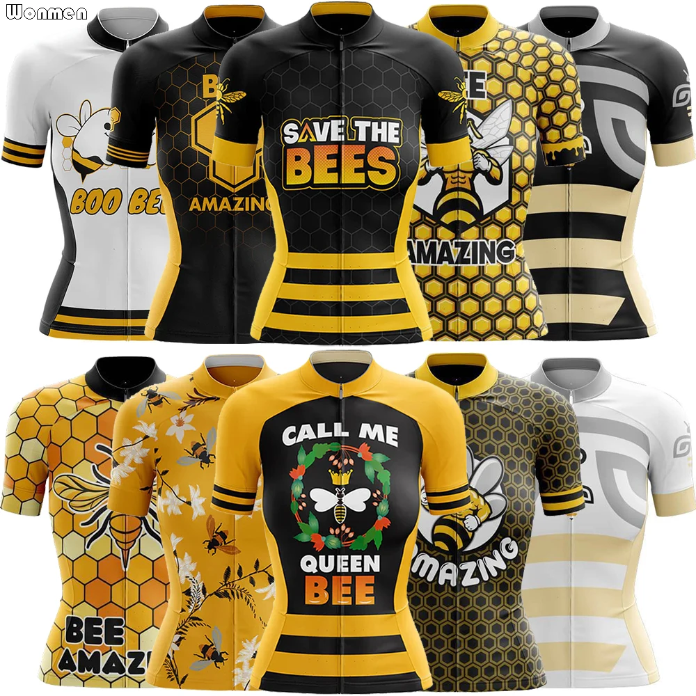 Bees Summer Premium Cycling Jersey Set Breathable Team Racing Sport Bicycle Jersey Women Cycling Clothing Short Bike Jersey