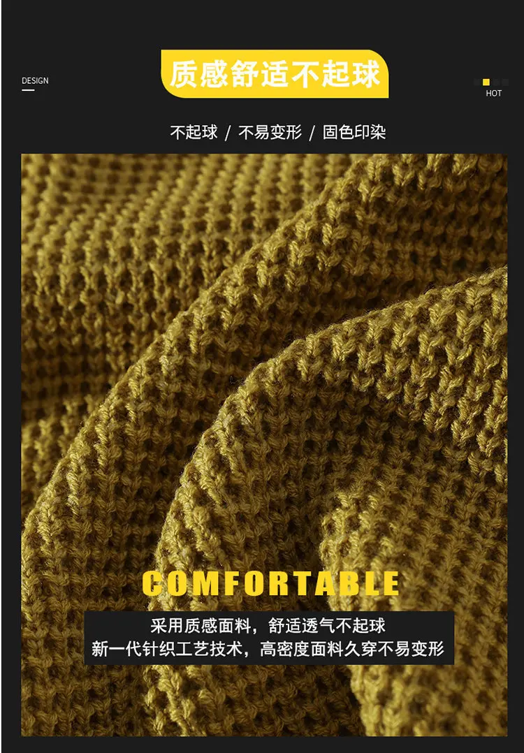 2026 Autumn Winter Men Pullovers Sweaters Knitted Top Round Neck Coarse Needle Full Sleeve Sweaters Solid Casual Loose Pullovers