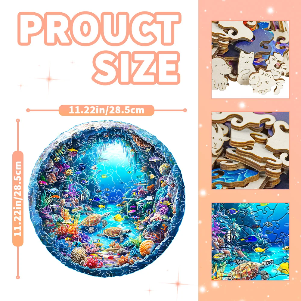 ปริศนาไม้สําหรับผู้ใหญ่: ตกแต่งบ้านศิลปะหัตถกรรมและเกมของขวัญครอบครัวปริศนาโลกใต้น้ําบรรจุภัณฑ์กล่องไม้ระดับไฮเอนด์