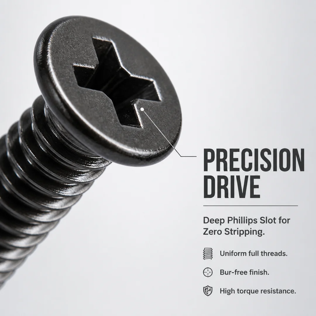 M3 M4 Cross Recessed Phillips Flat Countersunk Head Screw Bolt GB819 Black Carbon Steel