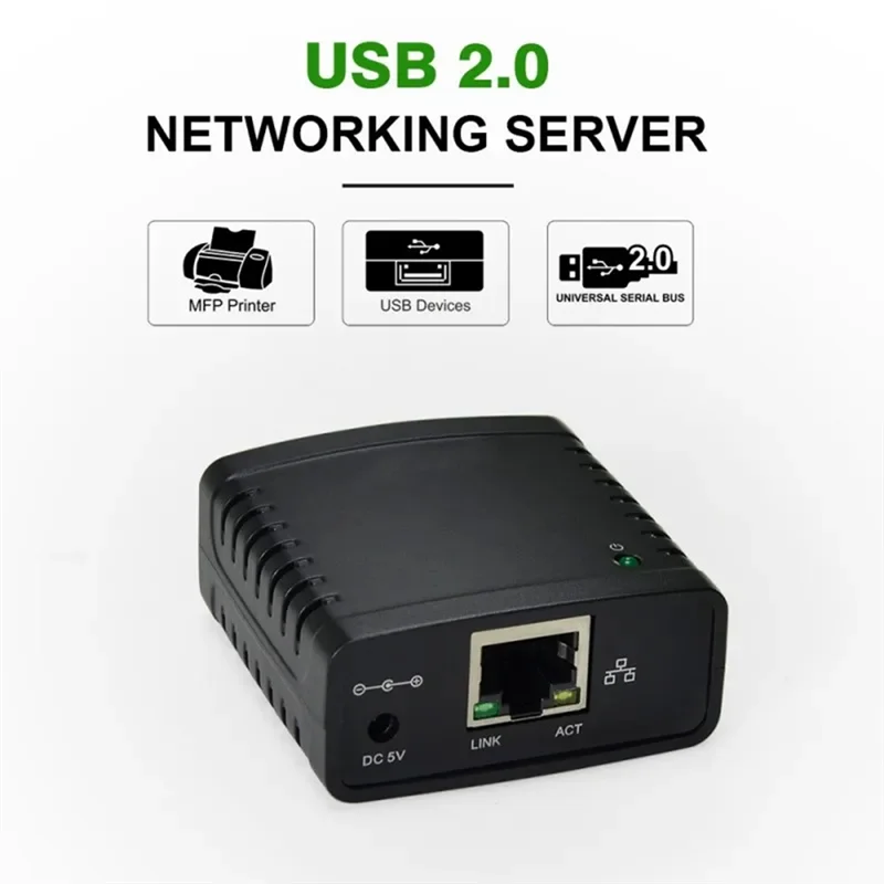 

USB 2.0 LRP Print Server Share A LAN Ethernet Networking Printers Power Adapter USB HUB 100Mbps Print Server EU PLUG