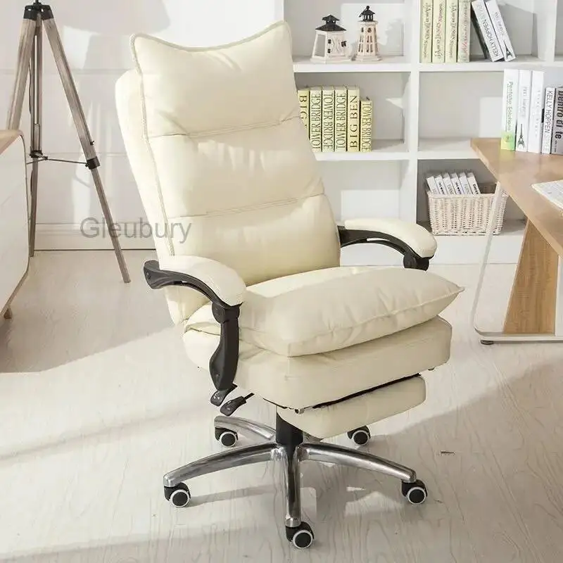 

Cushion Luxury Designer Office Chair Leather Footrest Relaxing Backrest Office Chair Vanity Desk Silla Oficina Trendy Furniture