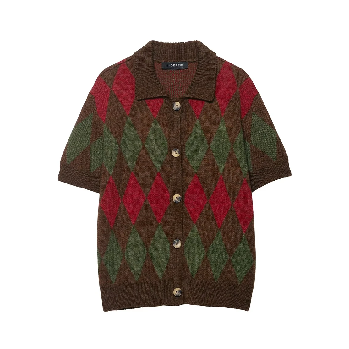 

Женский свитер-кардиган, весна/осень 2023, Новое поступление, женская повседневная модная вязаная куртка-поло с ромбовидным узором