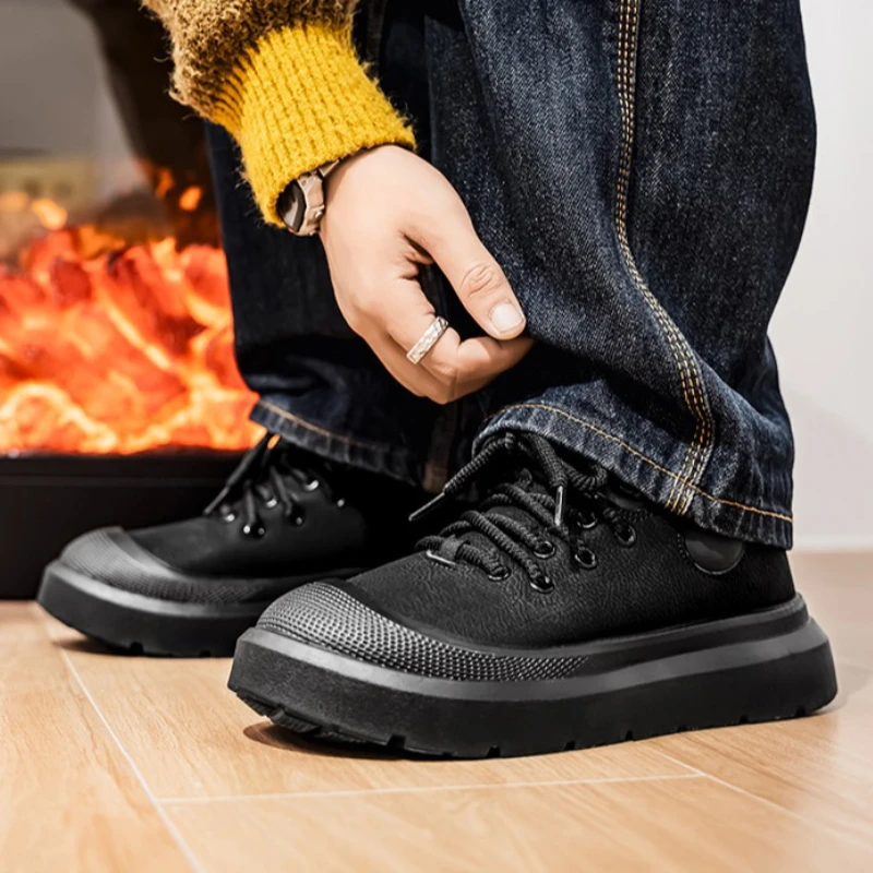 

New Autumn and Winter Multi-color Round-toed Flat-heeled Lace-up Wear-resistant and Anti-slip Men's Plus-size Hiking Snow Boots