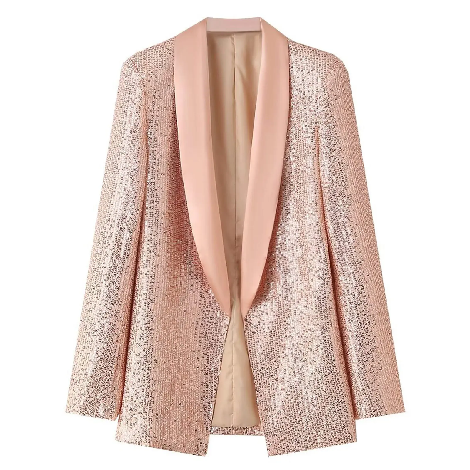 Frauen Blazer Mode Pailletten Langarm Anzüge Jacke Vorne Offen Glitzernden Blazer Oberbekleidung OL Dame Arbeit Pendeln Formale Mäntel