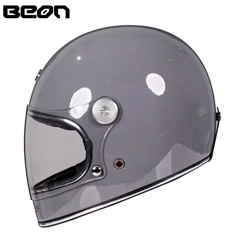 BEON Volledige Gezicht Motorhelm Mannen Vrouwen Biker Helm Lichtgewicht Glasvezel Karting Auto Helm Retro Motorfiets Benodigdheden B510