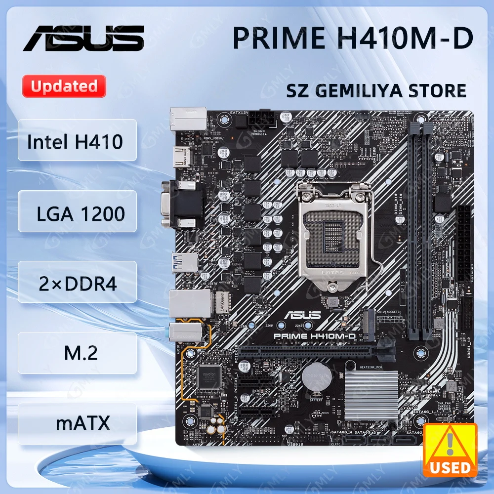 

ASUS PRIME H410M-D Motherboard intel H410 LGA 1200 Motherboard DDR4 64GB M.2 Micro ATX support Core 10100 10305 10500 11600