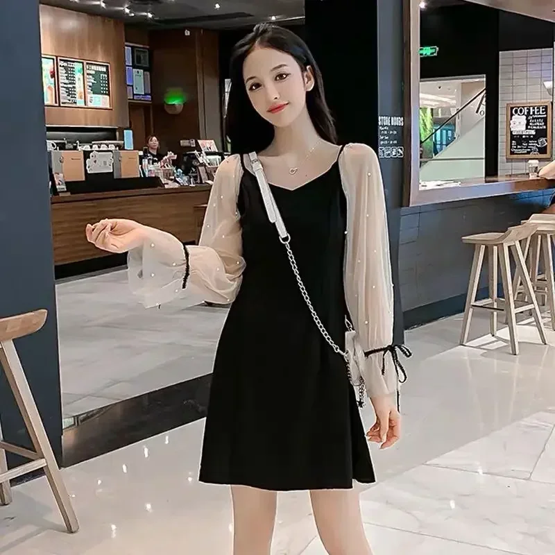 A Line Women\'s Long Sleeve Dresses Spring Autumn Elegant and Pretty Female Dress Korean Fashion G Full On Sale Clearance Chic X