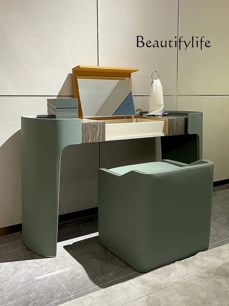 N19 Light Luxury Dresser Solid Wood Simplicity Bedroom High-Grade Stone Plate Makeup Table Dresser Integrated Table
