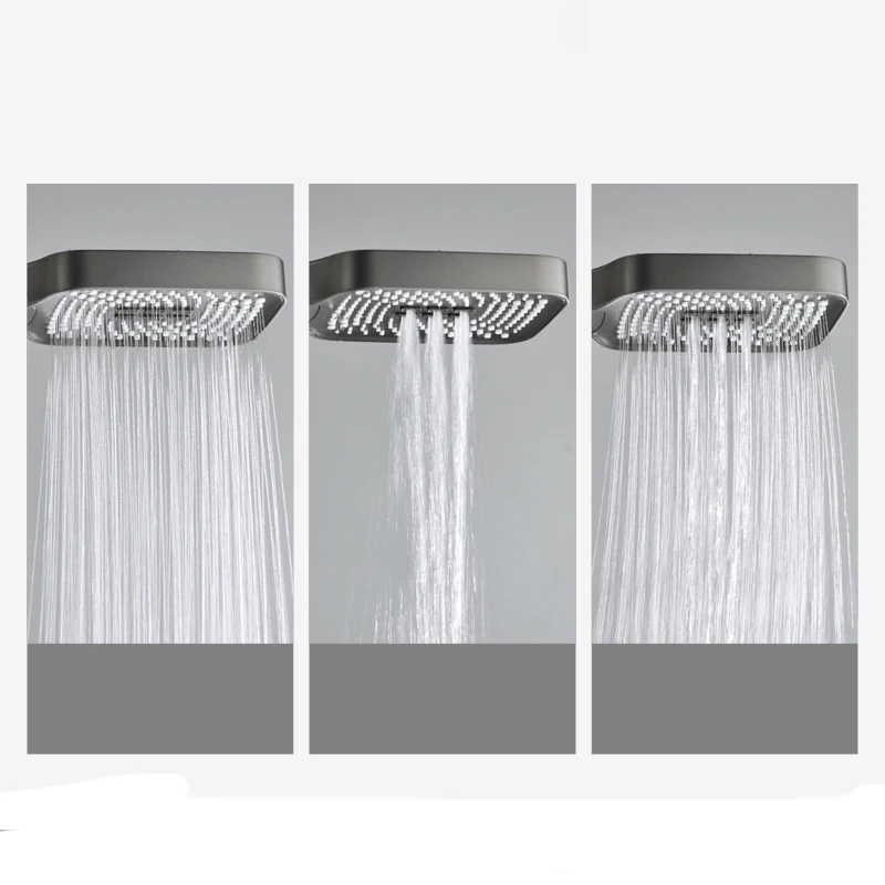 Four function Constant temperature shower mixer Gunmetal gray constant rainfall shower set hot and cold bath shower mixer