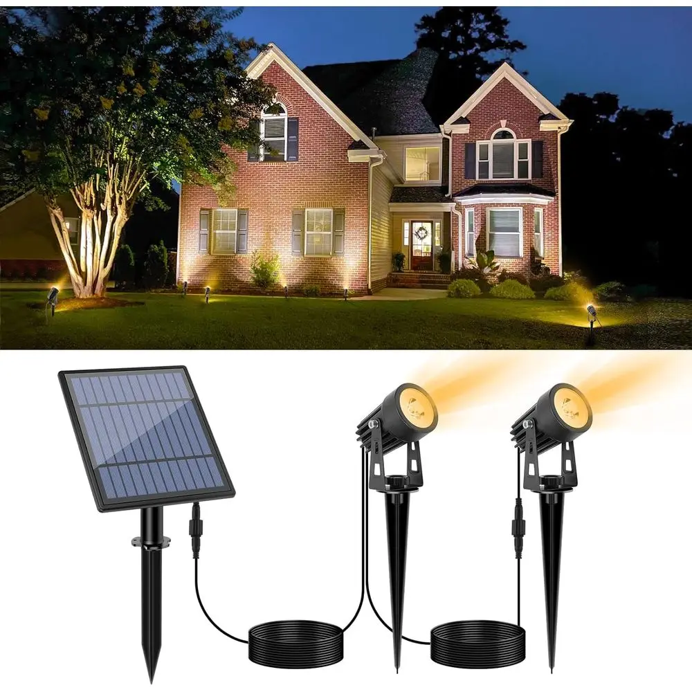 

Metal Spot Lights Outdoor with 9.8m Cable, Powered, Low Voltage, IP65 Waterproof, Auto On/Off, Suitable for Garden Yard, Garage