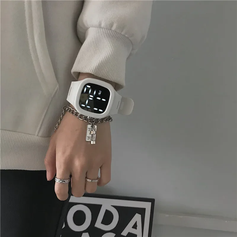 Fashion Electronic Led Dightal  Watch for INS Niche Square Mirror Watch for Men Women Students Korean Version Simple Temperament