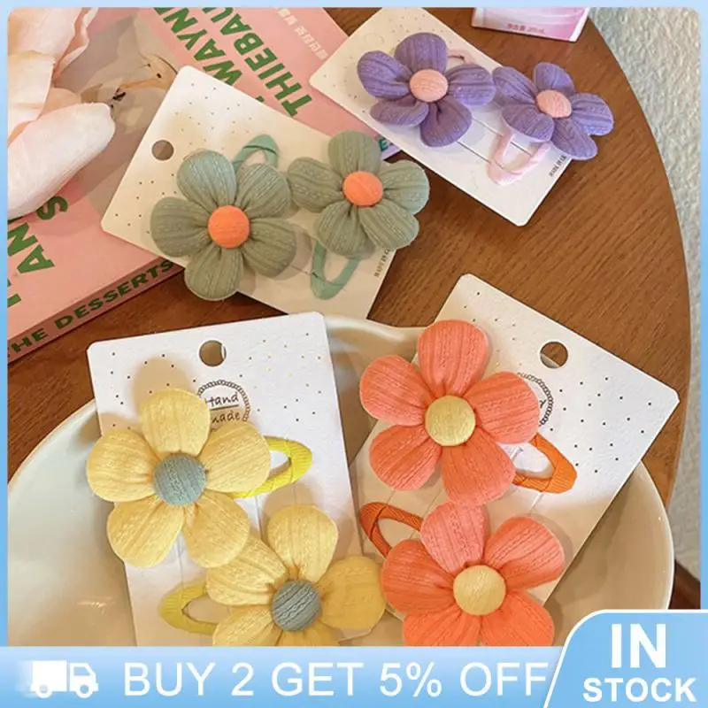 Flower Hair Clip Children\'s Cute Fabric Bow Barrettes Hair Accessories Girl Hairpin Temperament Clip Baby Headdress Wholesale