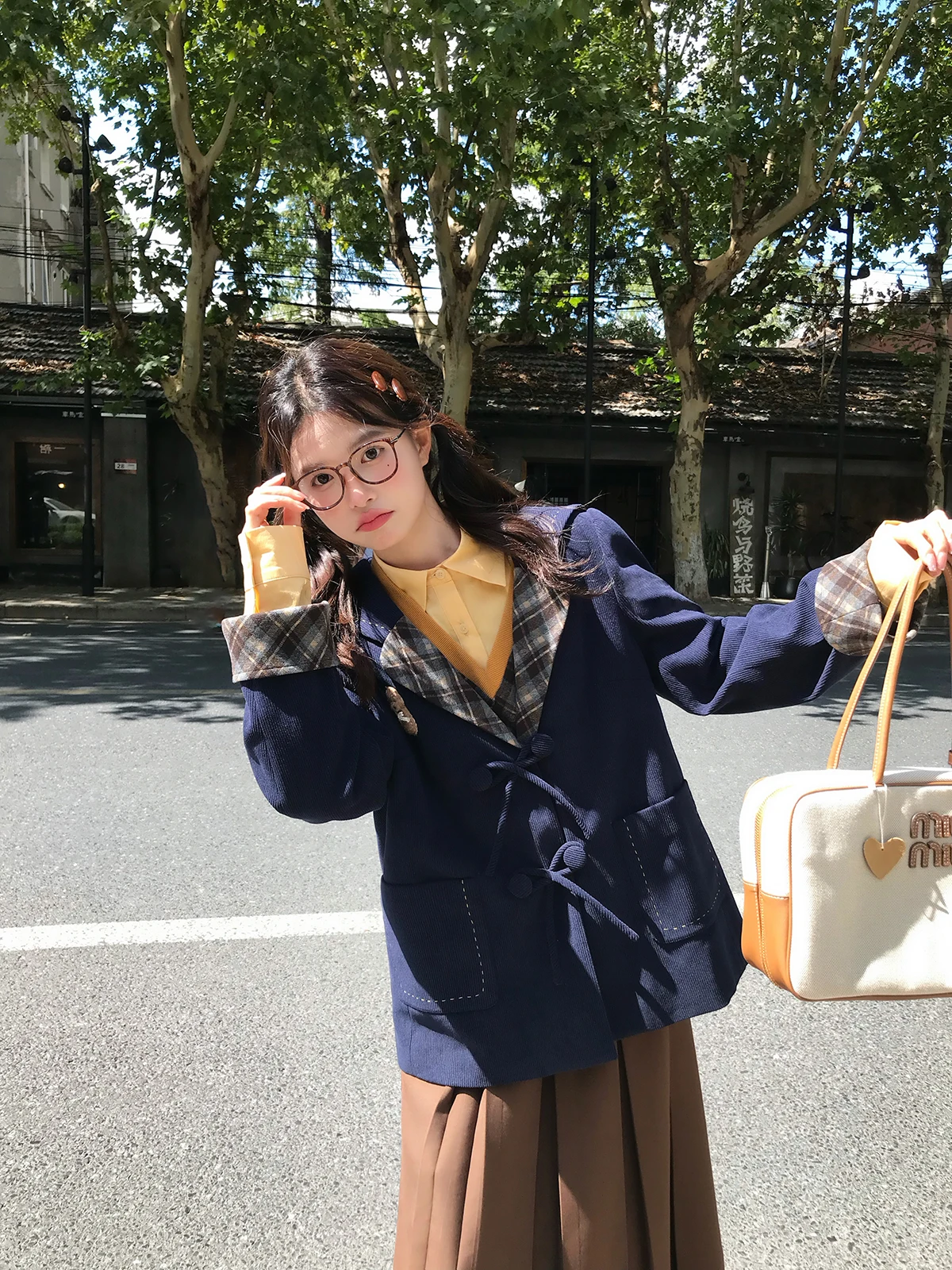 Sweet School orm Sle Damenmantel aus Cord, Sternenblau, Herbst, Neuankömmling, Polyesterfaser, lange Ärmel, Einzelknopf