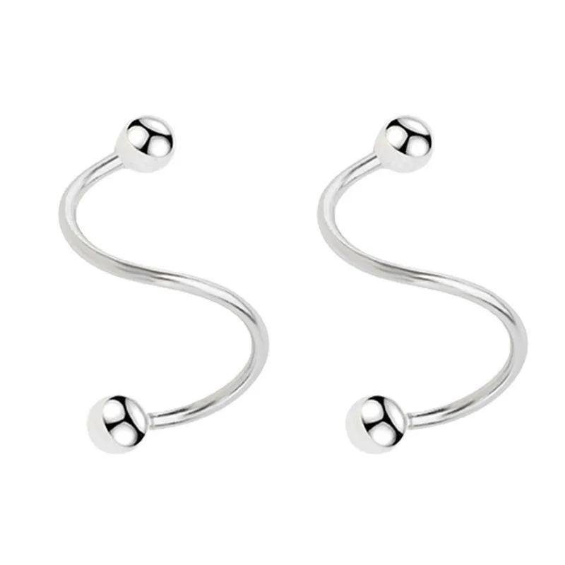 2 Pieces Stainless Steel Piercing Screw Ball Star Ear Bone Rotating Line Wave Mini Studs Women Unusual Earrings Adjustable