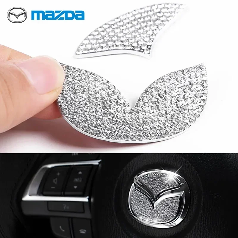 

1 шт. 42 мм для Mazda 2 3 5 6 Axela, эмблемы, металлические блестящие стразы, декоративные наклейки на панель рулевого колеса автомобиля, аксессуары