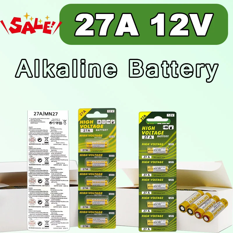 

5-60PCS 27A 12V Alkaline Battery A27 Batteries 27AE K27A 27MN V27GA for Remote Control Gamepad Flashlight Doorbell Toys