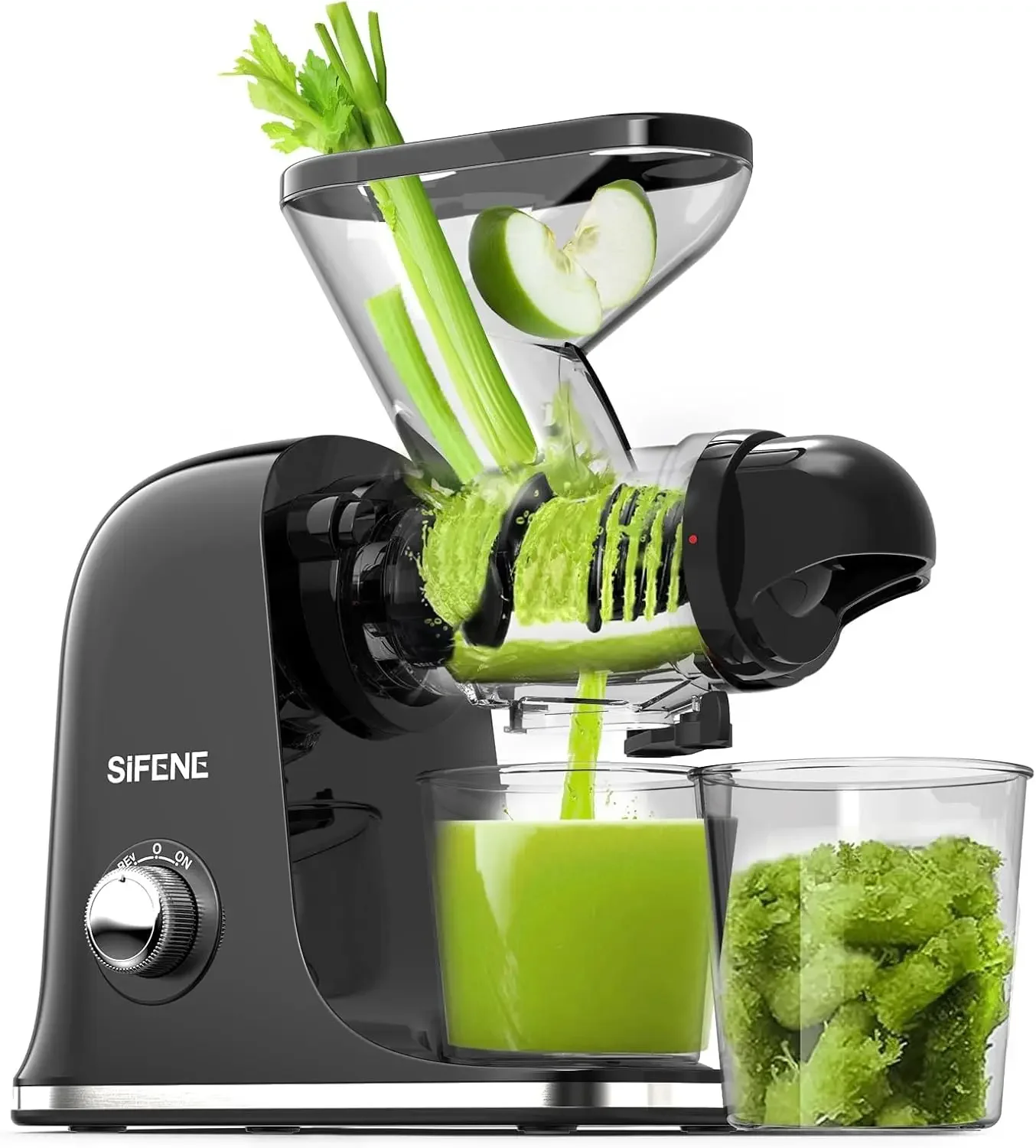 

Cold Press Juicer Machine, Compact Single Serve Slow Masticating Juicer, Vegetable and Fruit Juice Extractor Maker Squeezer, Eas