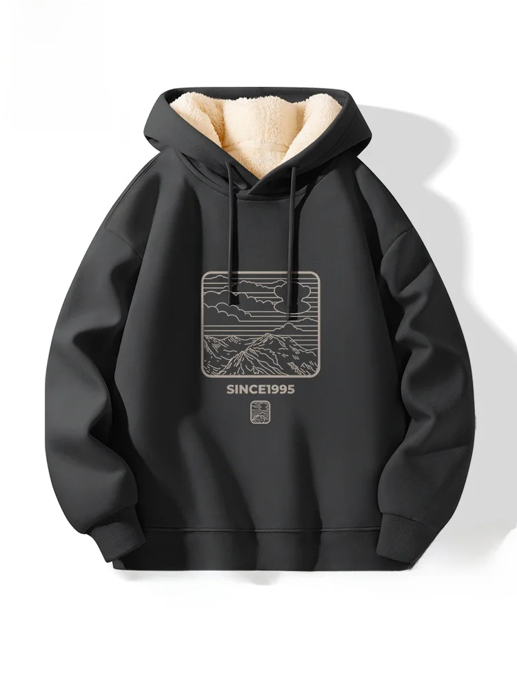 

Fce Lined Hoodie Men's Winter Thiened Casual Sweatirt Comfortable Cotton Polyester Blend Warm Lo-In Heat