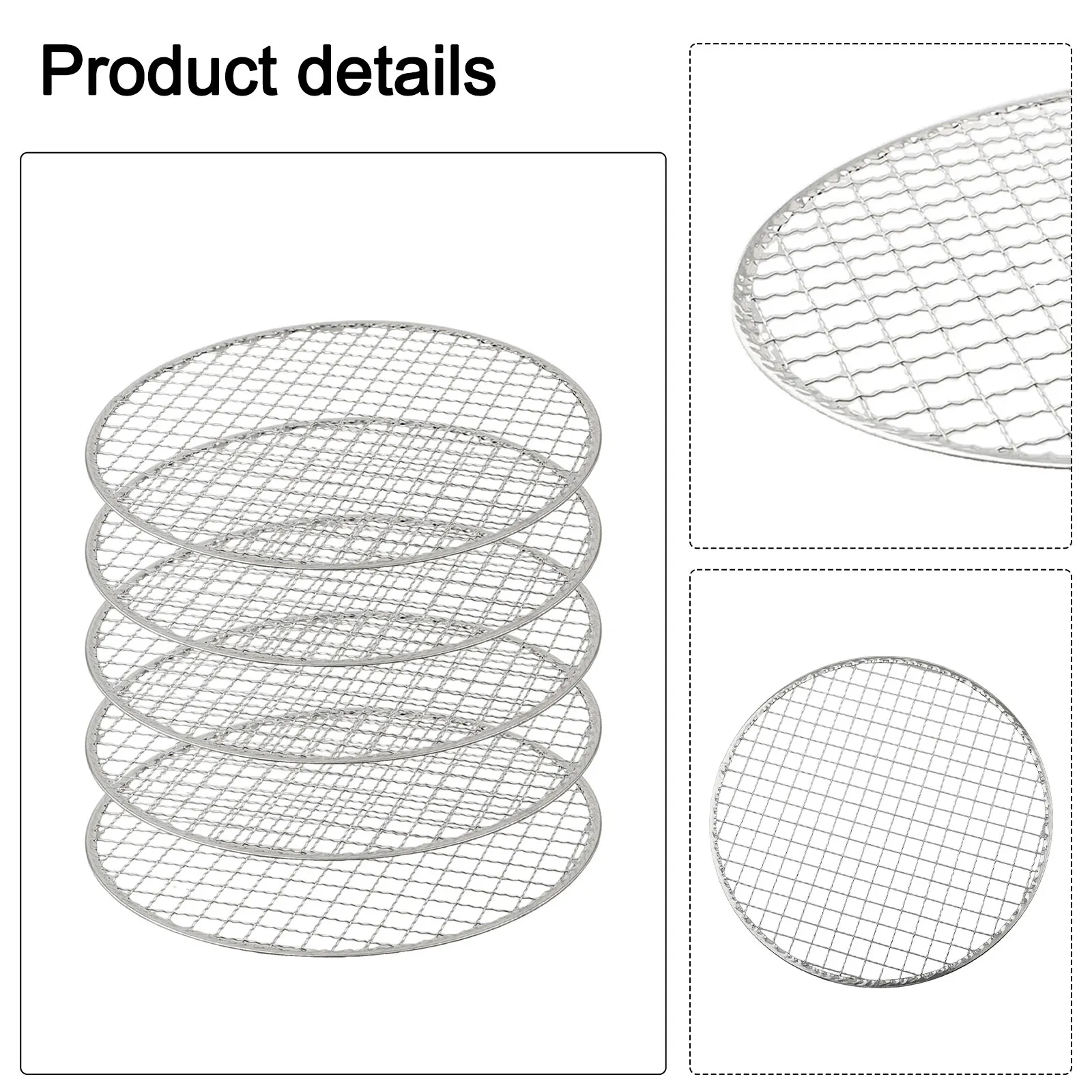 5pcs Iron Round Wire Net Grill Racks for Barbecue Roast Grate Cooking with 11mm Grid Spacing and Consistent Heat Distribution
