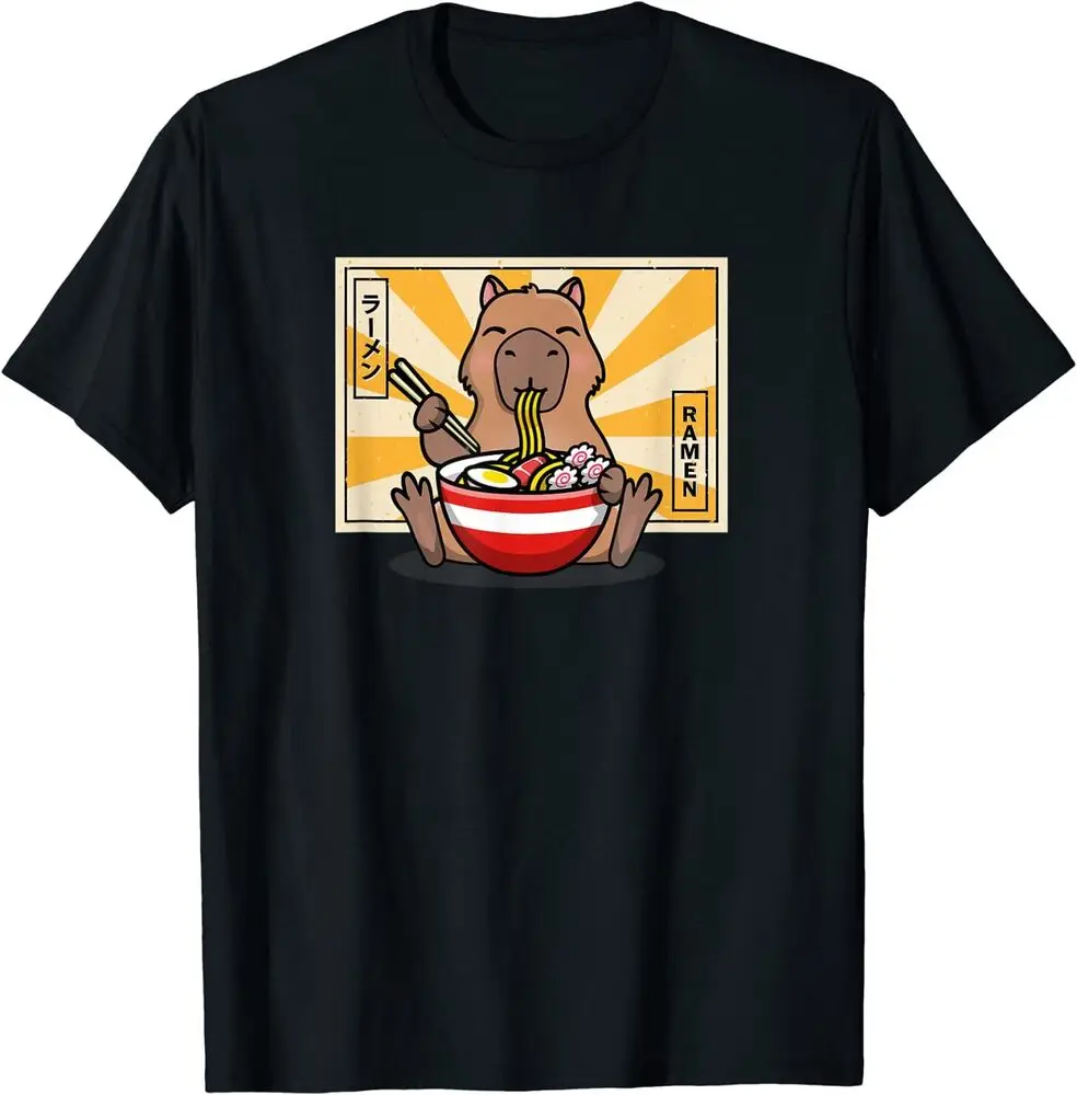 Funny Capybara ramen T-Shirt Anime Pattern Y2KLuxury vintage oversized