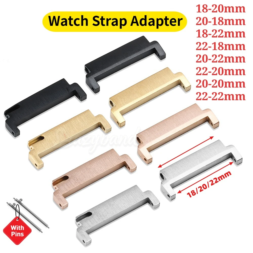 1 Paar Uhrenarmband-Adapter Universelle Metall-Uhrenzubehörteile 18mm auf 20mm 20mm auf 18/20/22mm auf 22mm Schnellverschluss-Stifte Verbindungsstücke