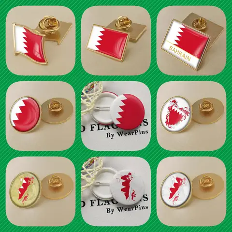 Bahrain Bahrainese Map Flag National Emblem National Flower Brooch Badges Lapel Pins